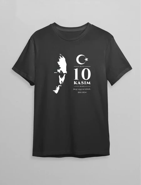 10 Kasım Atatürk Baskılı T-shirt - Siyah ürün görseli