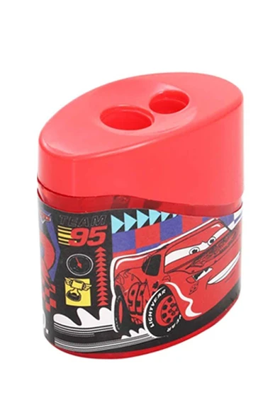 2 li Kalemtraş 3 Adet Arabalar Kırmızı ve Mavi Geniş Hazneli Çift Bıçaklı Kalem Traş No4 Figürlü Jumbo Kalemtıraş - 3