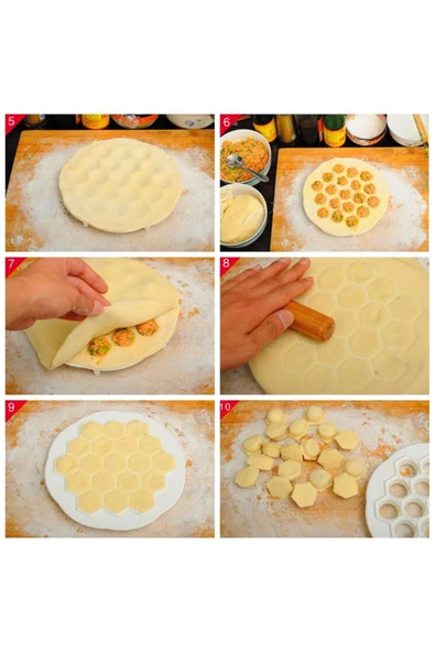 NACTUMU 61 Bölmeli Petek Şekilli Mantı Kesici, Pratik Mantımatik Açma Kalıbı - Resim 5