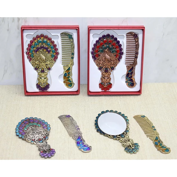 pilelistore Tavuskuşu Ayna Ve Tarak Seti Küçük Boy