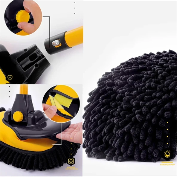 Teleskopik Saplı Kuru Islak Oto Yıkama Fırçası ürün görseli