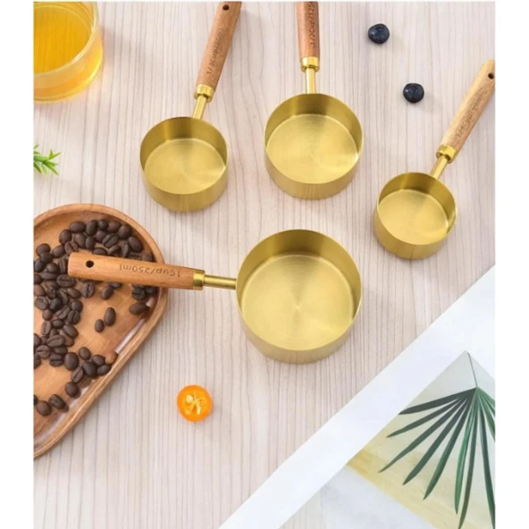 4'lü Ahşap Saplı Ölçü Kaşığı - 3