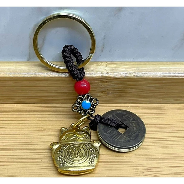 pilelistore Metal Şans Ve Bereket Kedisi Anahtarlık ürün görseli
