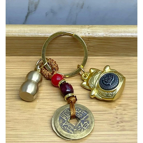 pilelistore Metal Şans Ve Bereket Kedisi Anahtarlık - Resim 2