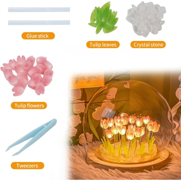 LED Işıklı Kendin Yap Lale Cam Küre - Resim 2