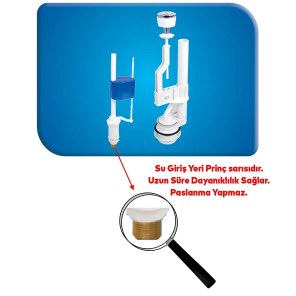 Çift Basmalı Rezervuar İç Takımı İç Düzenek Otomatik Su Dolum Basma Alafranga Tuvalet Klozet Sifon - 6