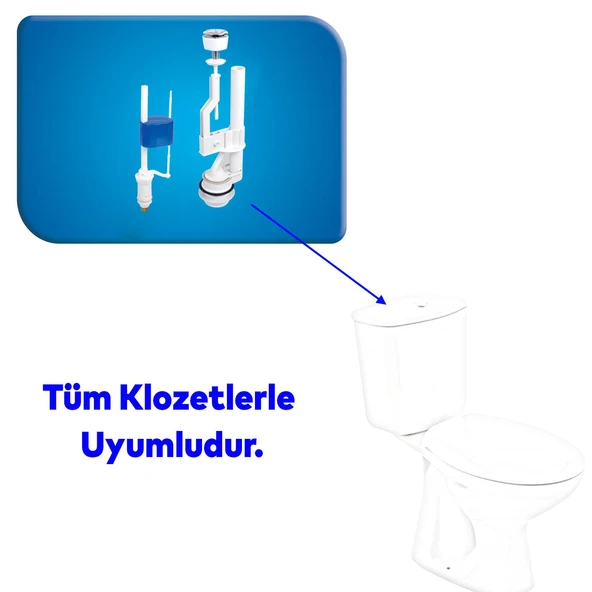 Çift Basmalı Rezervuar İç Takımı İç Düzenek Otomatik Su Dolum Basma Alafranga Tuvalet Klozet Sifon - 4