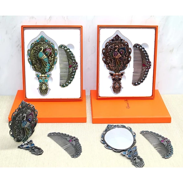 pilelistore Tavuskuşu Katlanabilir Ayna Ve Tarak Seti Orta Boy - 2