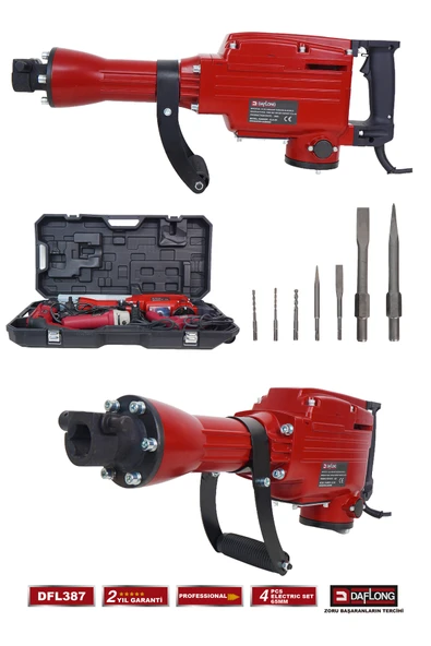 DAFLONG PRO 4'LÜ İNŞAAT SETİ 65MM 16KG HİLTİ 28MM KIRICI DELİCİ HİLTİ 115M TAŞLAMA MATKAP DFL-387 - 3