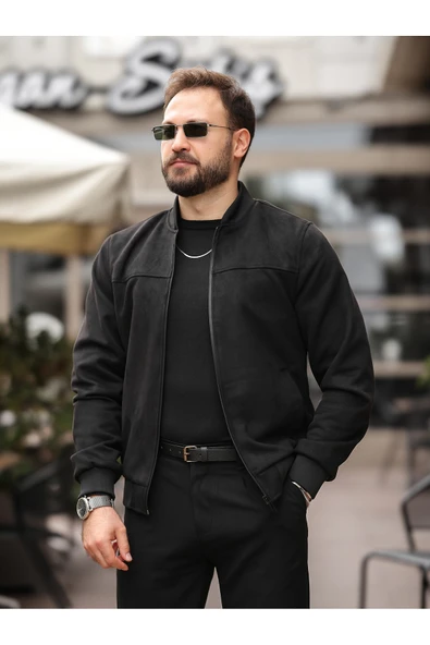 Yeni Sezon Kolej Bomber Süet Ceket - Resim 4