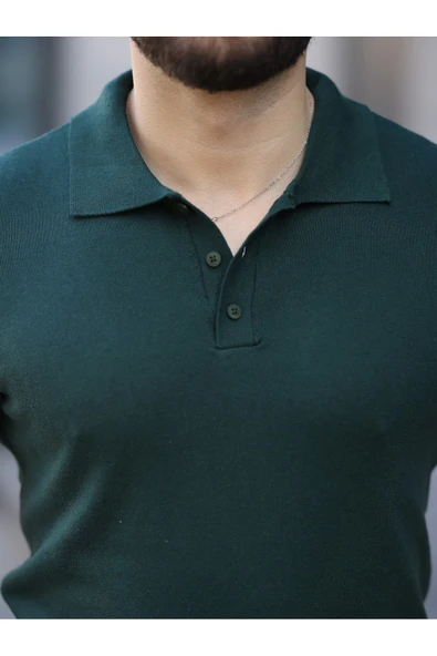 Basic Düğmeli Pamuklu Triko Tshirt - 6