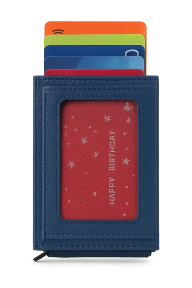 MKM Man Erkek Lacivert Deri Kartlık Cüzdan - Slim ve Şık Tasarım, RFID Koruma Özellik ürün görseli