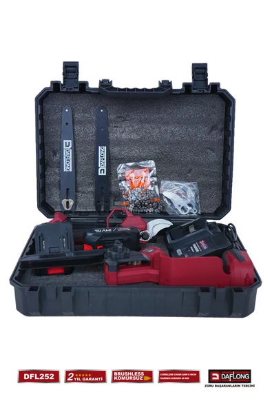 DAFLONG PRO 10 PİLLİ 2.1M TELESKOPİK UZATMALI 2'Lİ 40MM BAĞ MAKASI+OTO YAĞLAMALI DAL BUDAMA DFL-252 - Resim 5