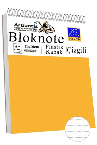 Telli Masaüstü Not Defteri Çizgili A5 Orta Boy 1 Adet Masa Üstü Plastik Kapaklı Spiralli Bloknot Blocknote 80 Yaprak - 11