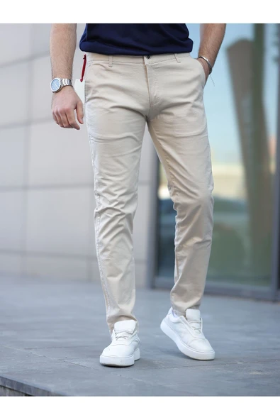 Slim Fit Chino Keten Pantolon - 4