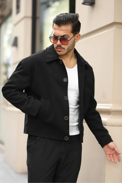 Premium Oversize Düğmeli Kaşe Ceket - 2