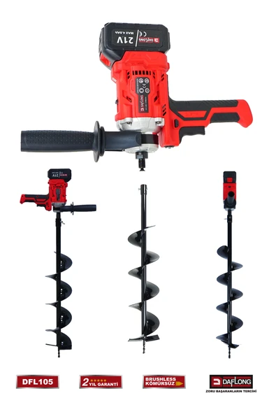 DAFLONG PREMİUM 2 IN 1 SET ŞARJLI BAKIR SARGILI TOPRAK BURGU MAKİNASI+ŞARJLI MATKAP APARATI DFL-105 - 2