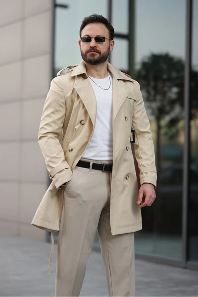 Apoletli Kemerli Trençkot - 5