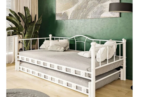 ARGİMO Kamelya Yavrulu Daybed Sedir Karyola Beyaz 90x200cm - 2