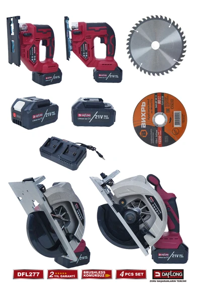 DAFLONG PRO 4'LÜ ATÖLYE İNŞAAT SETİ TİLKİ KUYRUĞU+185MM SUNTA+DEKUPAJ+80NM ŞARJLI MATKAP DFL-277 - 4