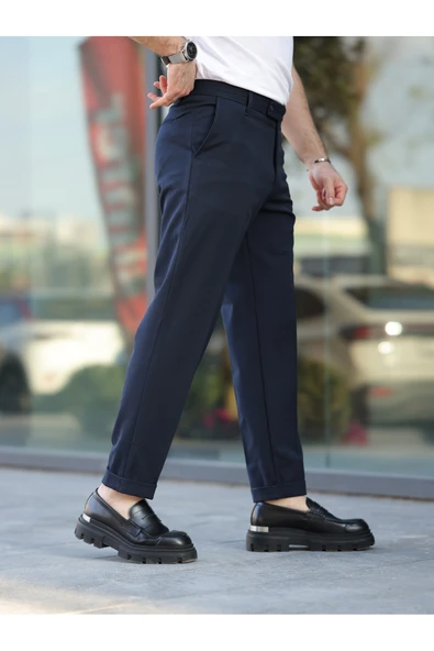 ERKEK PREMİUM DUBLE PAÇA BEL DESTEKLİ KUMAŞ PANTOLON - 8