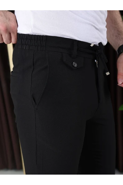 Ütü Gerektirmeyen Gofre Kumaş Jogger Pantolon - 5