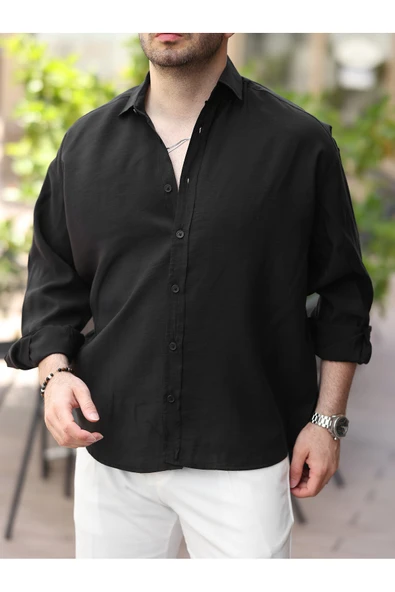 Oversize Oval Kesim Modal Gömlek - 4