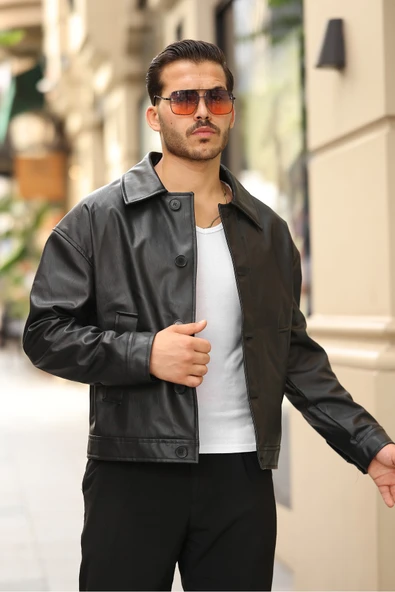 Premium Oversize Düğmeli Kaşe Ceket - 5