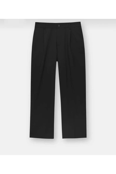 Basic Geniş Kalıp Kumaş Pantolon - 4