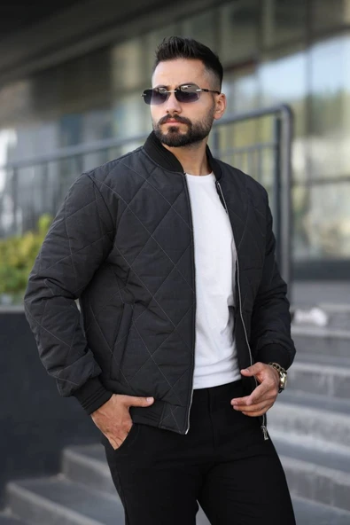 Unisex Kapitoneli Bomber Ceket - Günlük Şık & Spor Kombinlerin Vazgeçilmezi - Resim 3