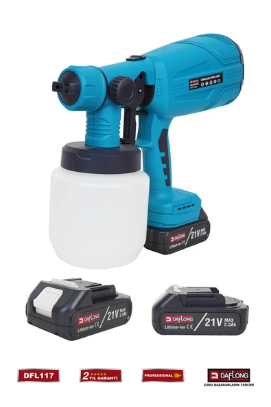 DAFLONG PRO YÜKSEK BASINÇLI ÇİFT AKÜLÜ BOYA PÜSKÜRTME TABANCASI DFL-117 - 3