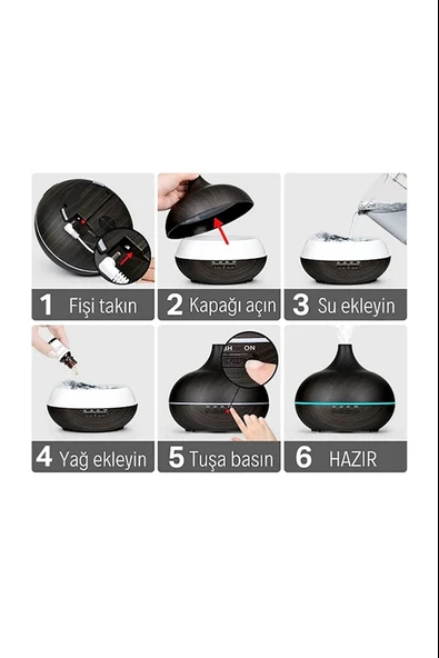 Hava Nemlendirici 7 Led Işıklı Aromatik Oda Kokusu 550 Ml Kahve Aroma Difüzörü Buhar Makinası - 3