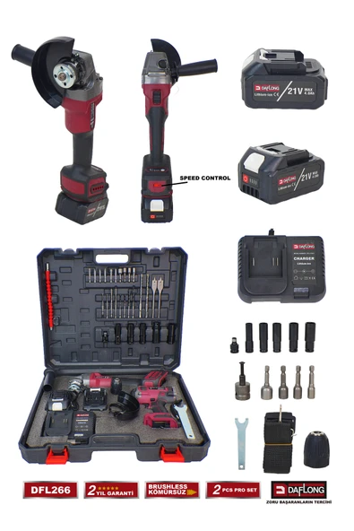 DAFLONG 2'Lİ SANAYİ SETİ 6 KADEMELİ DEVİRLİ TAŞLAMA+1600NM SOMUN BİJON MAKİNASI DFL-266 - 3