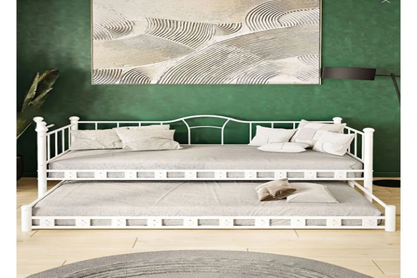 ARGİMO Kamelya Yavrulu Daybed Sedir Karyola Beyaz 90x200cm - 3