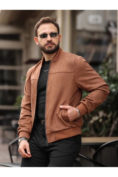 Yeni Sezon Kolej Bomber Süet Ceket - Resim 9