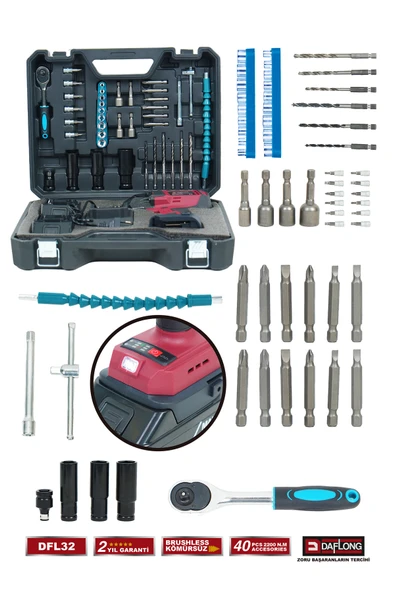 DAFLONG PRO DİJİTAL EKRANLI DİJİTAL AYARLANABİLİR DEVİRLİ 2200 TORK SOMUN SIKMA MAKİNA DFL-32 - Resim 3