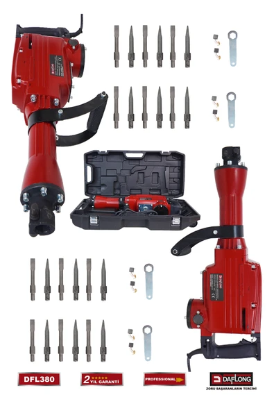 DAFLONG BÜYÜK TİP ÇANTALI 65 MM KIRICI HİLTİ KAVRAMA KOLLU 16 KG KABLOLU BAKIR SARGILI DFL-380