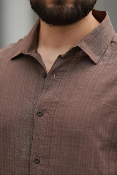 Oversize Keten Karışımlı Basic Salaş Gömlek - 11