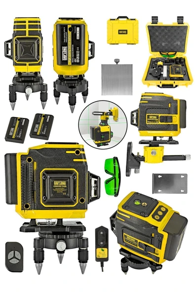 DAFLONG 12 Köşe 360 Derece Yatay Dikey Çapraz Kumandalı Ve Çantalı Lazer Metre Hizalama - 2