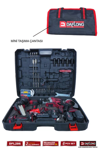 DAFLONG PRO ÇANTALI 6' LI SET YEDEK BIÇAKLI DİJİTAL BAĞ MAKASI+ ÇİFT PALA ÇİFT ZİNCİR BUDAMA DFL-286 - 6
