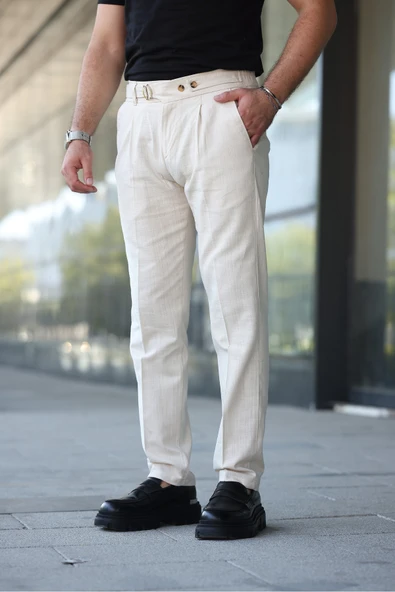 Tasarım İtalyan Model Keten Pantolon - 6