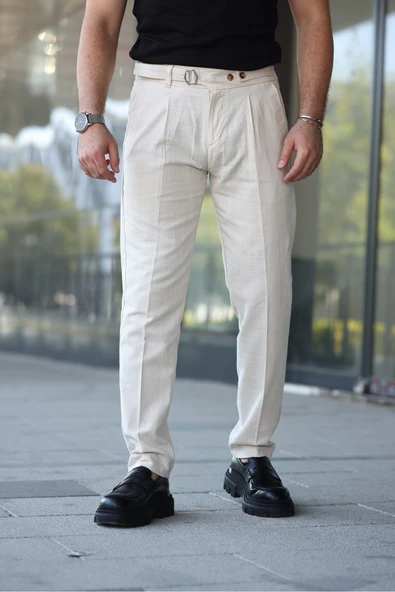 Tasarım İtalyan Model Keten Pantolon - 7