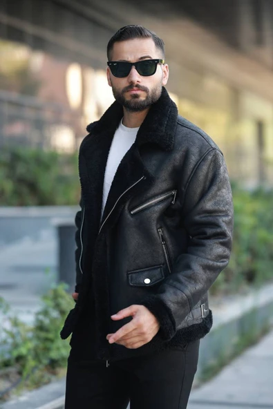 Biker Kürk Detaylı Kışlık Mont