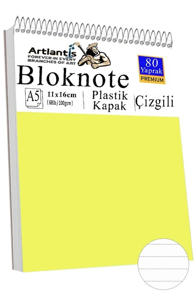 Telli Masaüstü Not Defteri Çizgili A5 Orta Boy 1 Adet Masa Üstü Plastik Kapaklı Spiralli Bloknot Blocknote 80 Yaprak - 9