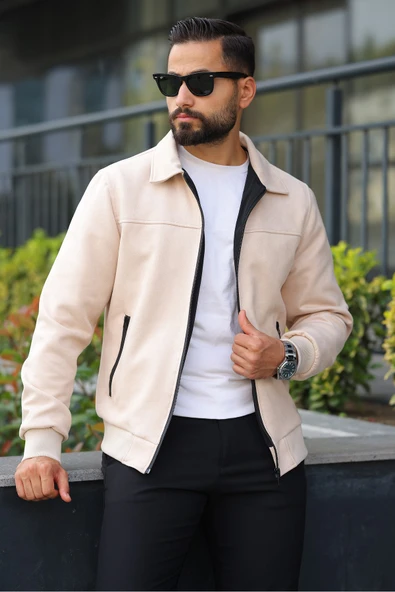 Polo Yaka Baharlık Süet Ceket - 5