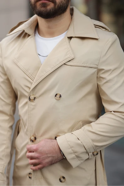 Apoletli Kemerli Trençkot - Resim 9