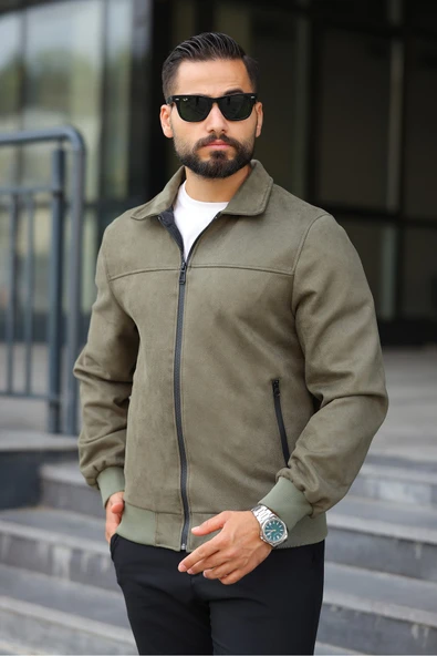 ERKEK POLO YAKALI MEVSİMLİK ASTARLI SÜET CEKET - 11