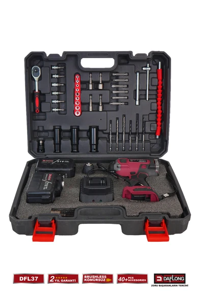 DAFLONG 21V 15 PİLLİ KÖMÜRSÜZ 1/2 1600NM TORKLU SOMUN SIKMA MAKİNASI -DFL-37 - Resim 4