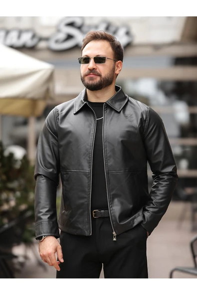 Yeni Sezon Basic Fermuarlı Deri Ceket