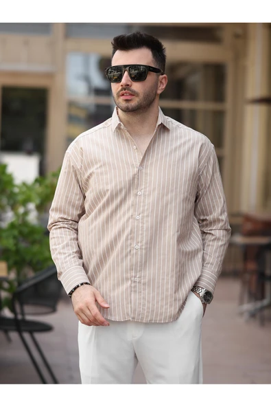 Çizgili Dik Yakalı Old Money Gömlek - 12